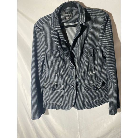 Robert Louis Black and White Striped Jean Jacket - Picture 7 of 7